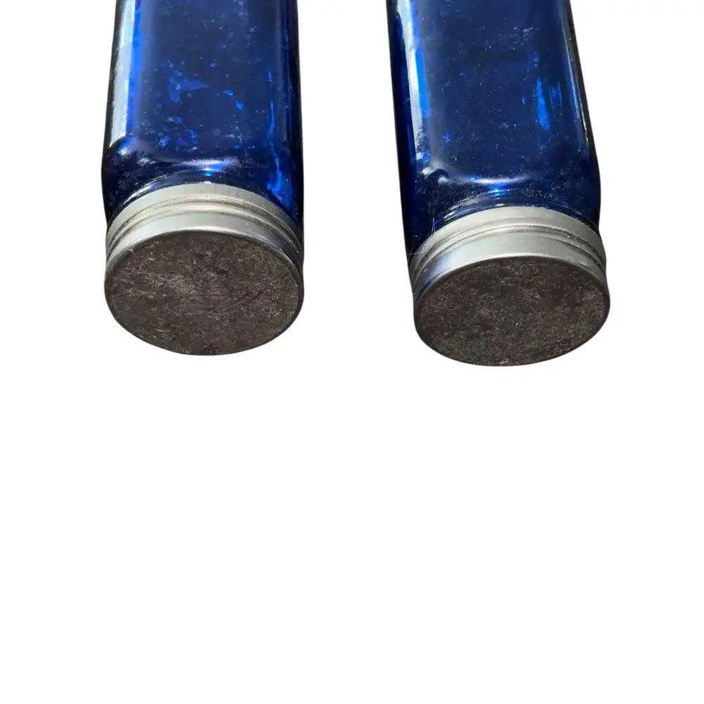 Cobalt Blue Glass Shaker Set With Tops Farmhouse Country